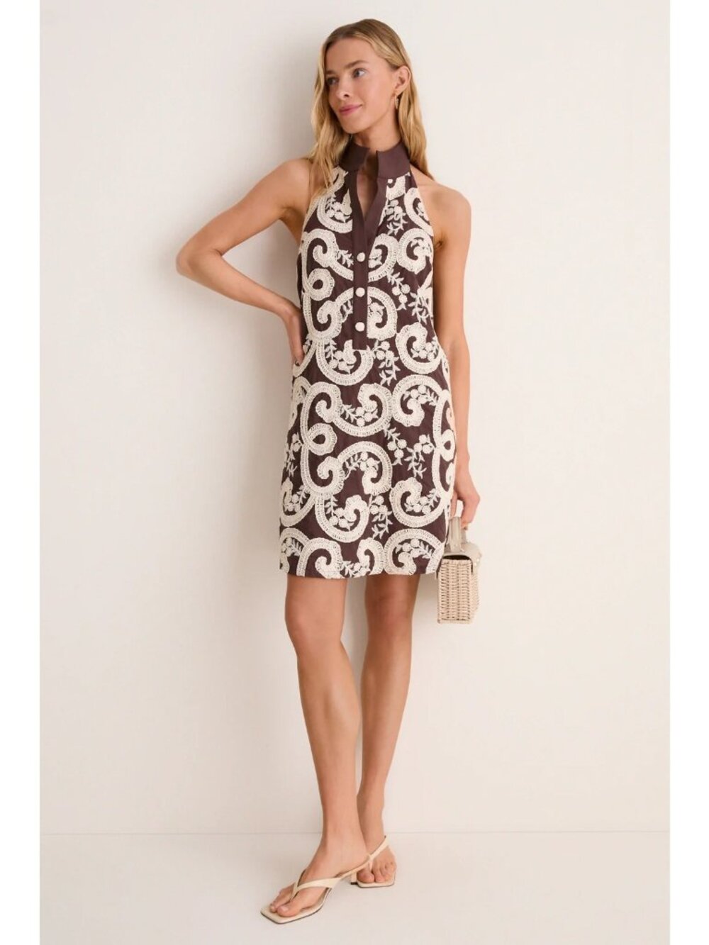 TUCKERNUCK Embroidered Jagger Mini Dress Cafe Scroll Size Small NWT - Picture 5 of 12